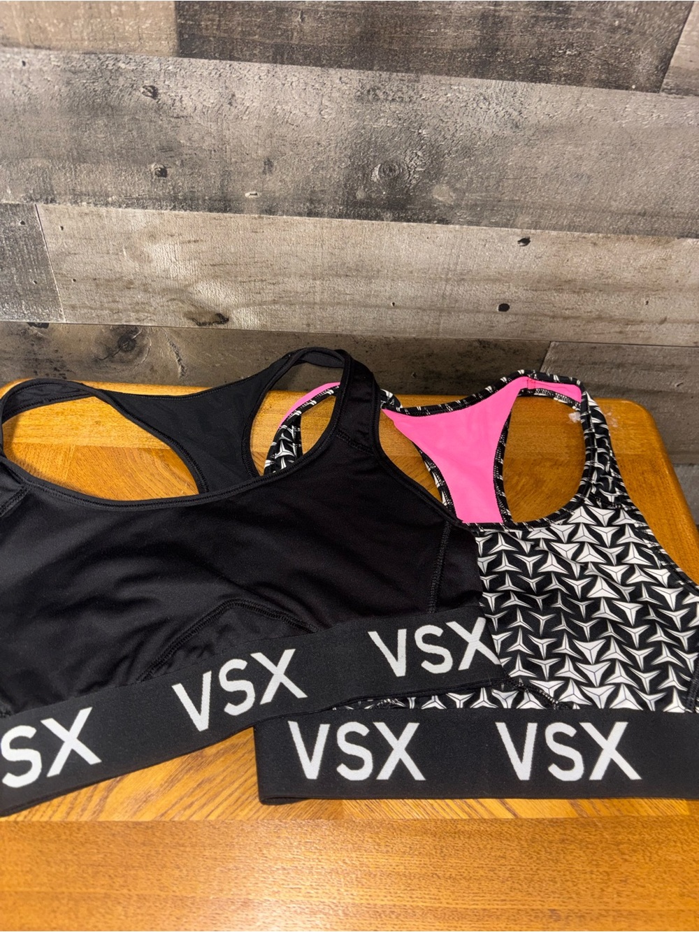 2 pk VSX Black & Pink Racerback Sports Bra Duo XS